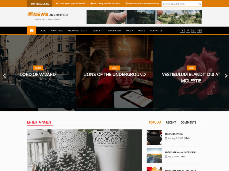best magazine WordPress Theme - News Unlimited PRO.