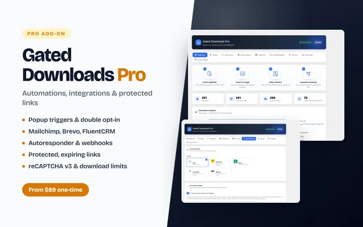 Gated Downloads Pro — automations, integrations and protected links
