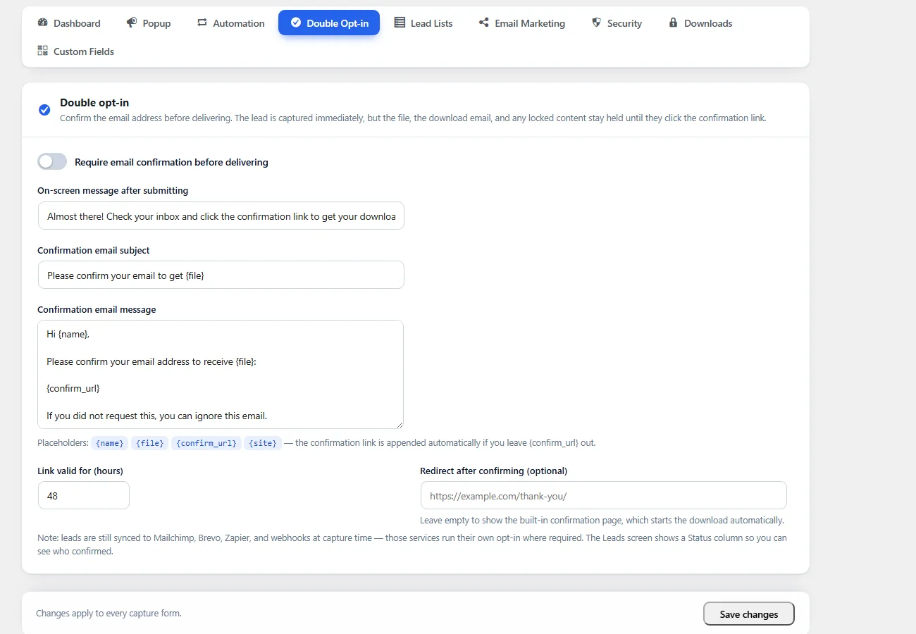 Double opt-in — hold delivery until the email is confirmed
